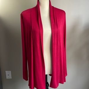 J. Jill Wearever Collection lightweight Knit Open Front Red Cardigan Size S
